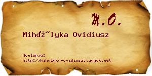 Mihályka Ovidiusz névjegykártya